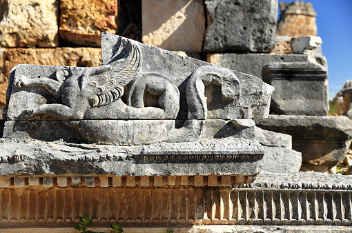 Burdur, Turkey - July 15, 2023: The Temple of Goddess Artemis in Sardes Ancient City