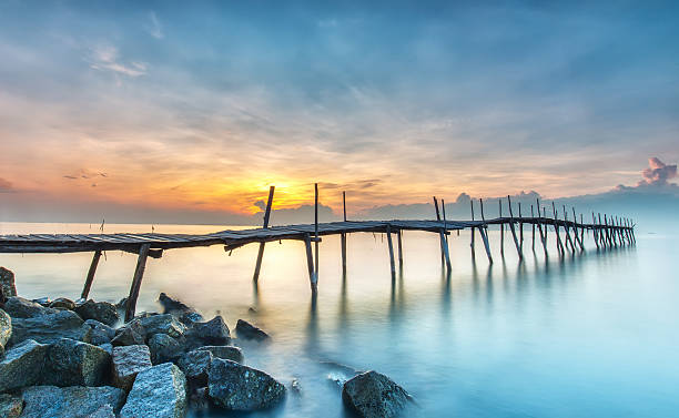 istock Sunrise on a wooden bridge 477563960