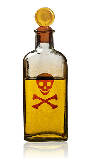 istock Old fashioned poison bottle with label, isolated. 477564554