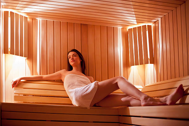 istock Girl in sauna 477564581
