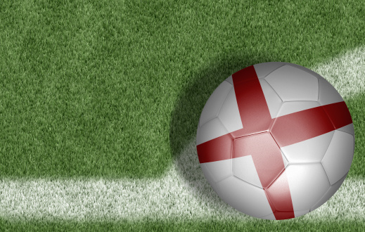 England soccer ball on the soccer field