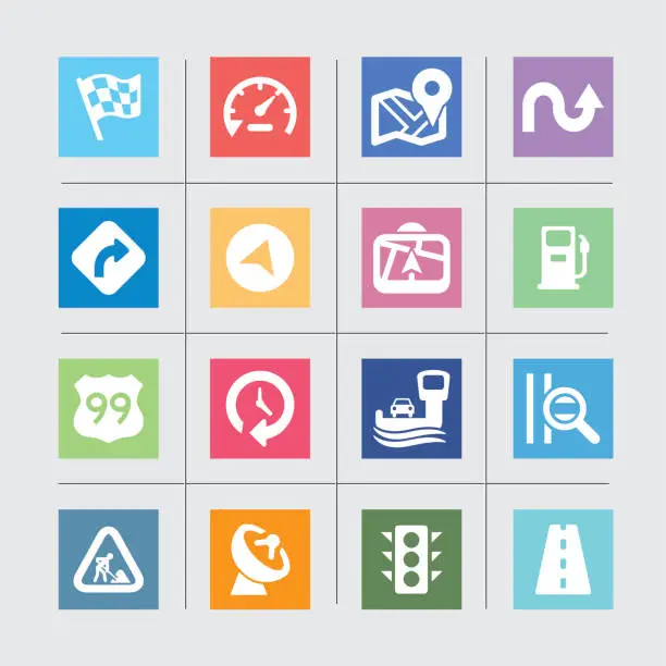 Vector illustration of Map and Navigation Color Harmony icons