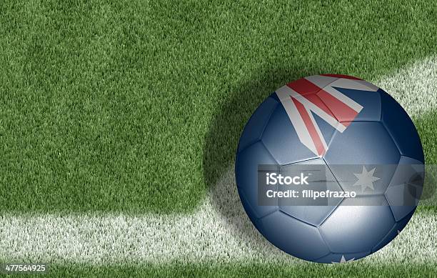 Australia Soccer Ball On The Field Stock Photo - Download Image Now - Aspirations, Australia, Australian Culture