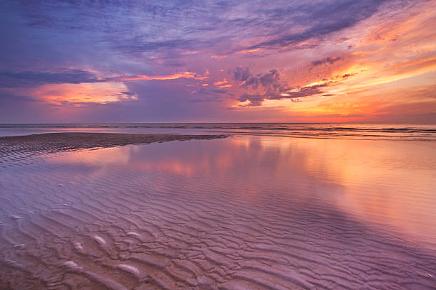 istock Sunset reflections on the beach, Texel island, The Netherlands 477568136
