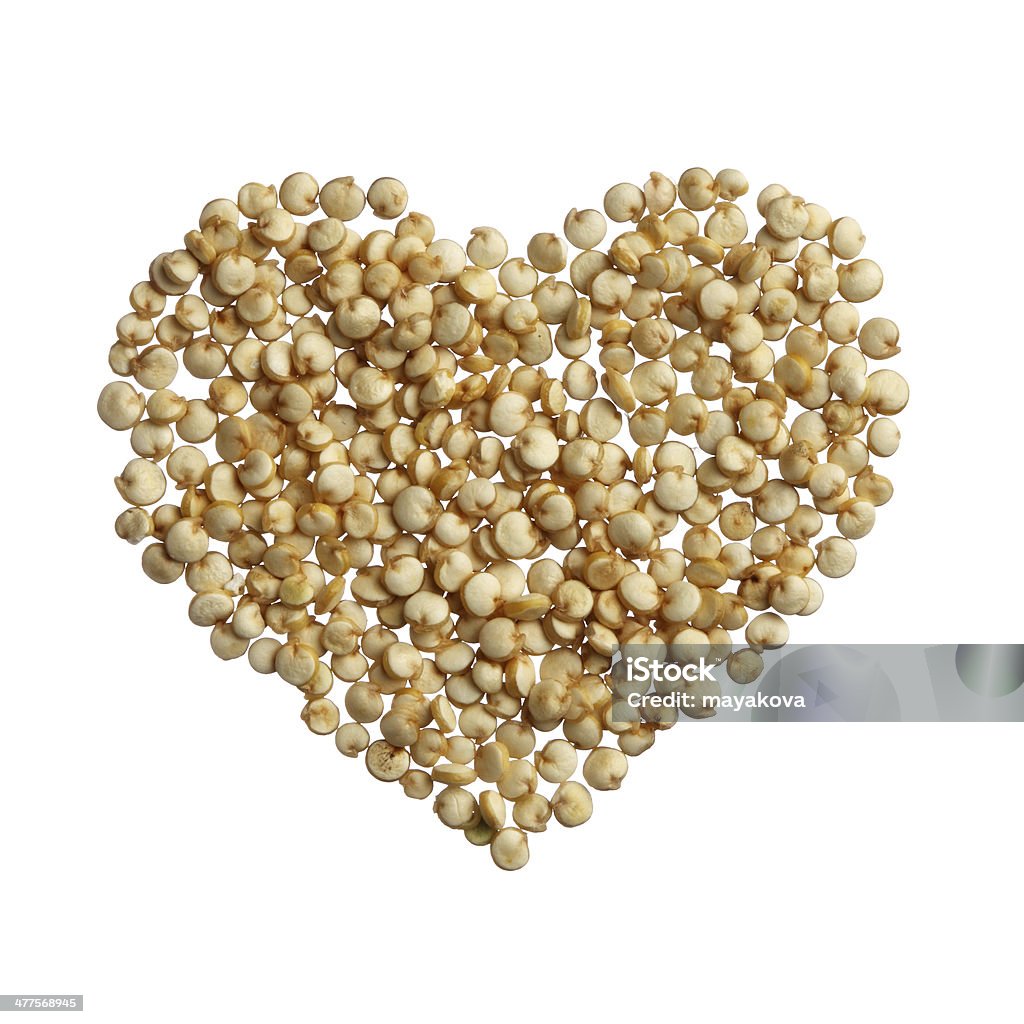 Quinoa heart isolated on white background Beige Stock Photo