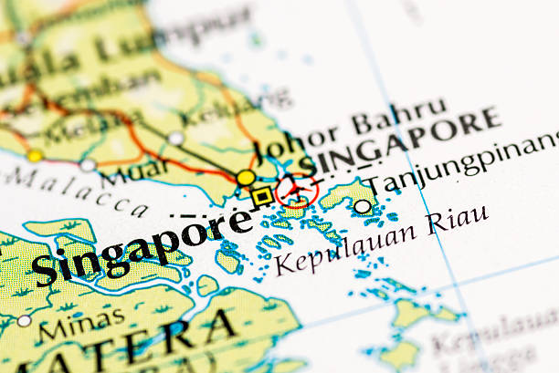 Singapore map close up stock photo