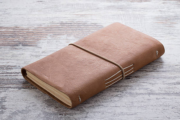 istock hand made leather notebook over wooden vintage background 477576166