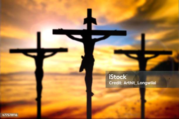 Jesus On The Cross Blur Beautiful Background Stock Photo - Download Image Now - 2015, Backgrounds, Bible
