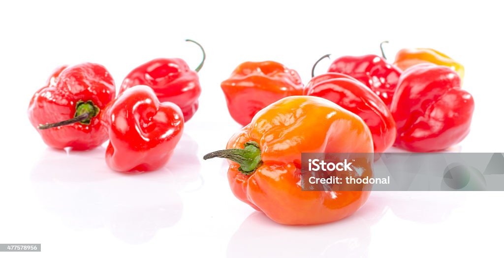 Fresh habanero peppers Fresh habanero peppers, isolated on white 2015 Stock Photo