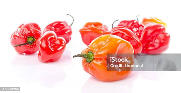 Fresh Habanero Peppers Stock Photo - Download Image Now - 2015, Chili Pepper, Cut Out