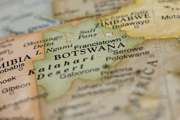 istock Macro of Botswana on a globe, narrow depth of field 477581004