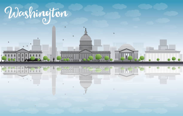 washington dc город с облака и голубое небо - residential district backgrounds beauty blue stock illustrations