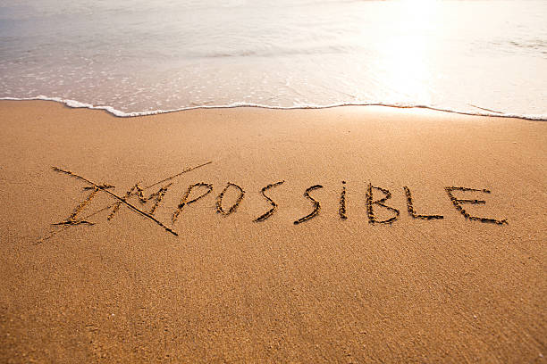 possibility concept possibility concept on the sand impossible possible stock pictures, royalty-free photos & images