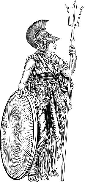 griechischen göttin athena - ancient rome illustrations stock-grafiken, -clipart, -cartoons und -symbole