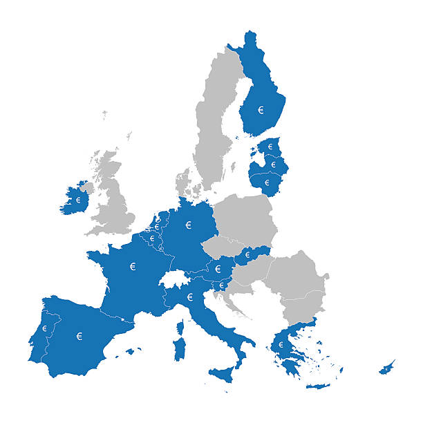 eurozone 회원 국가에서 지도 - eurogroup stock illustrations