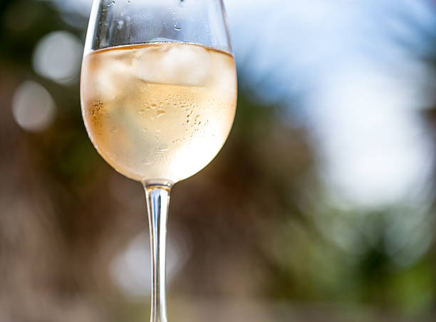 Glass on white wine stock photo