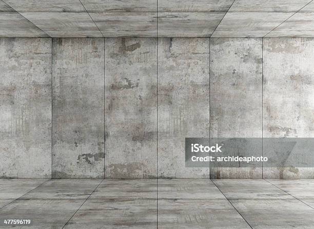 Concrete Room Stock Photo - Download Image Now - Abandoned, Ceiling, Cement