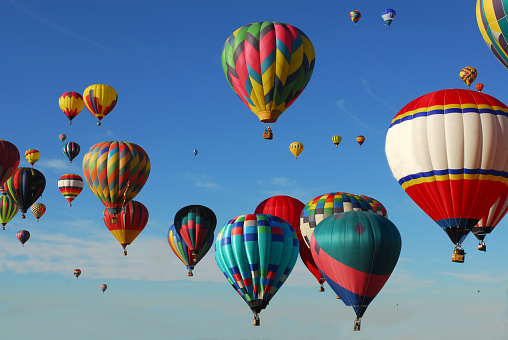 A Great day for ballooning at the Festival in Albuquerque, New Mexico near Santa Fe.