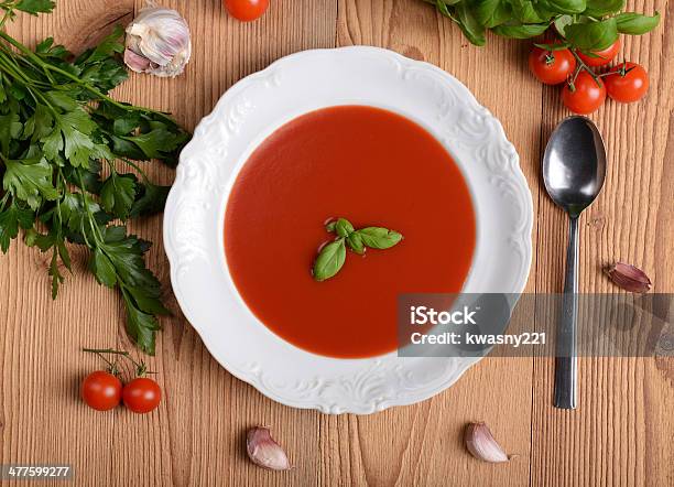 Tomato Soup Stock Photo - Download Image Now - Appetizer, Aromatherapy, Basil