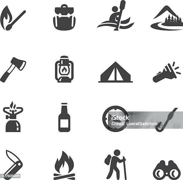 Camping Advanture Silhouette Icons Stock Illustration - Download Image Now - Icon Symbol, Tent, Camping