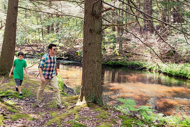 istock Male Bonding Hiking Forest Outdoors in Summer 477601854