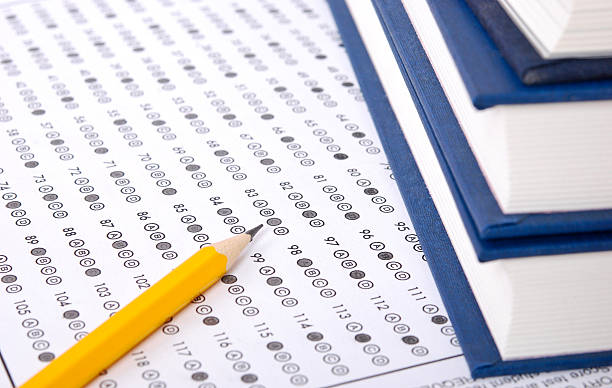 Answer sheet with pencil stock photo