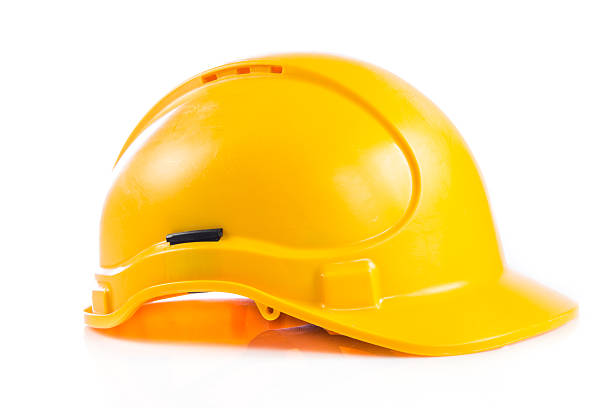 istock Yellow safety helmet on white background. 477604197