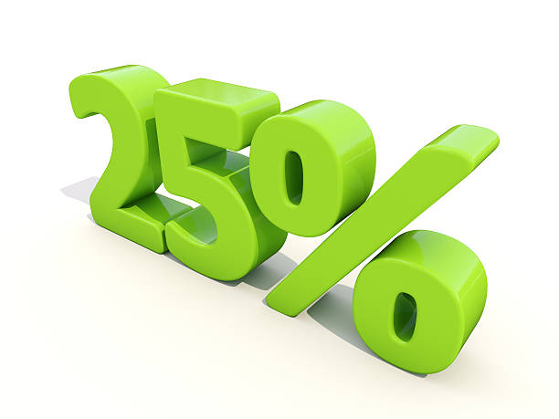 istock 25% percentage rate icon on a white background 477606167