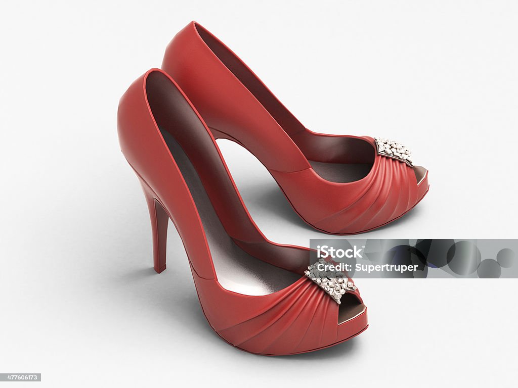 Women's red shoes Women's red shoes closeup on a light background Beauty Stock Photo
