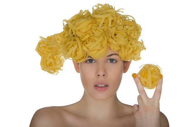 Young woman with hairstyle noodle