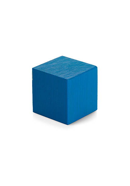 istock Blue wooden cube toy isolated on white background 477606909