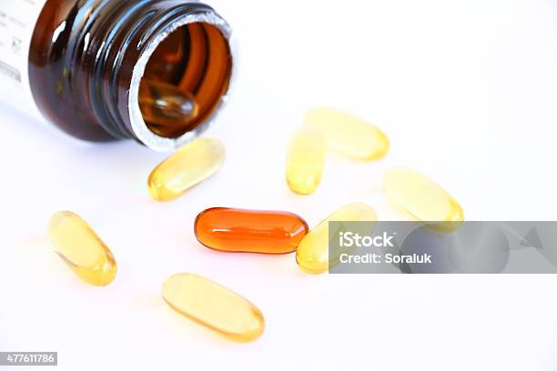 Gel Vitamin Supplements On White Stock Photo - Download Image Now - 2015, Antioxidant, Capsule - Medicine