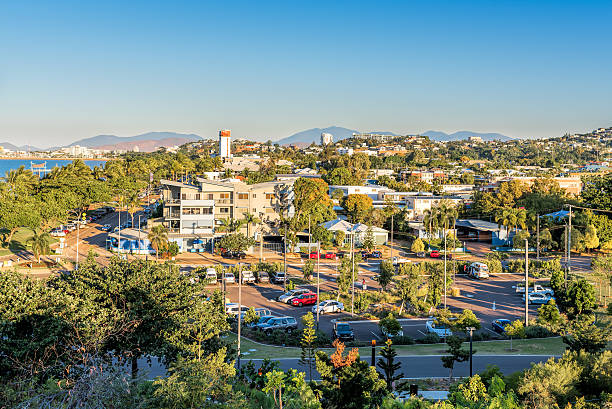 istock Tropical city at sunset from aerial view 477613242