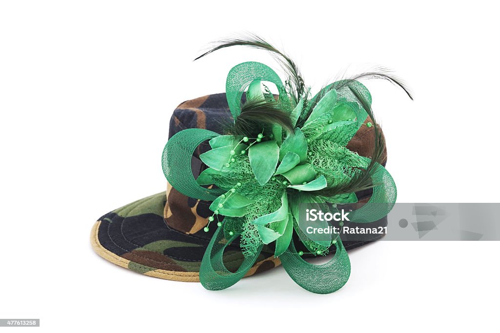 fancy camouflage pattern cap on white background 2015 Stock Photo