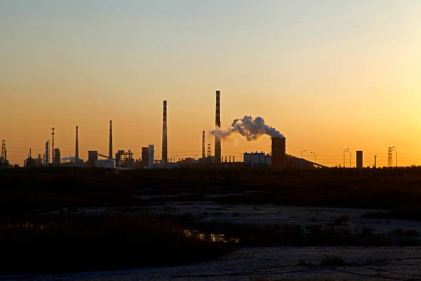 istock Industrial plant equipment in the sunset 477615106