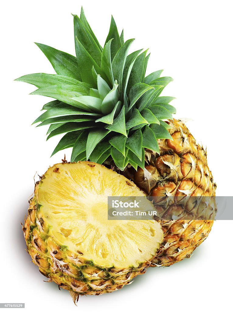 Fresh pineapple an a half isolated on white Pineapple Stock Photo