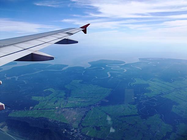 istock Aerial view from airplane airplane with beautiful sky 477615906