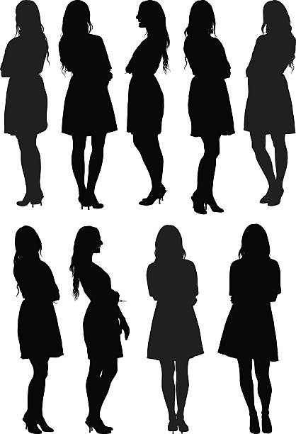 Casual women standing vector art illustration