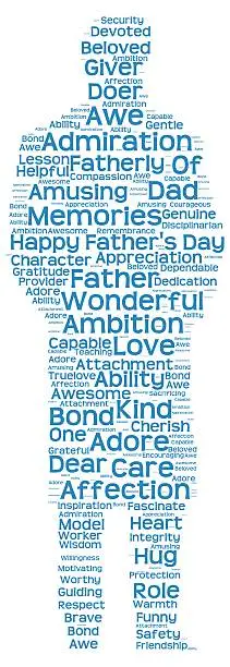 Isolated image of tag clouds in the shape of a fatherly figure related to Father's day