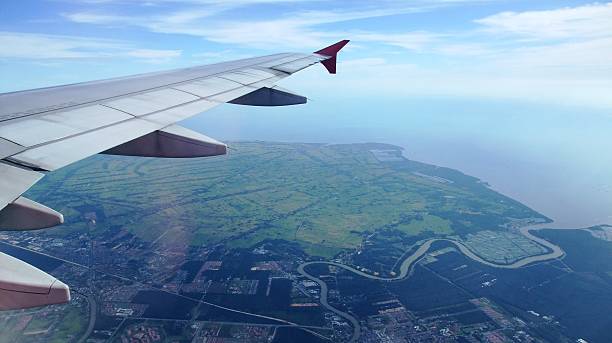 istock Aerial view from airplane airplane with beautiful sky 477630086