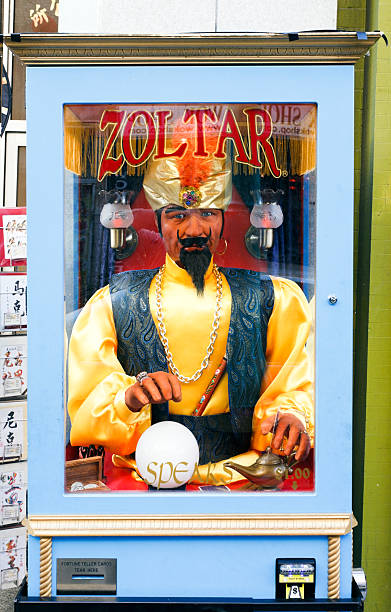 Zoltar San Francisco, California, United States - February 19, 2014: Zoltar, is an animatronic fortune telling machine popularized in the 1980s Tom Hanks' movie "Big." This particular machine is on Grant Street in San Francisco's Chinatown. One may purchase their own Zoltar for about $9000. fortune telling machine stock pictures, royalty-free photos & images