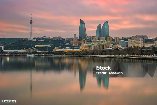 Panorama Of Seaside Boulevard In Baku Azerbaijan Stock Photo - Download Image Now - Baku, Flame, Tower