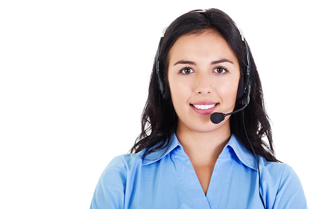 여성 콜 센터 운영기사 - hotel reception customer service representative headset receptionist 뉴스 사진 이미지