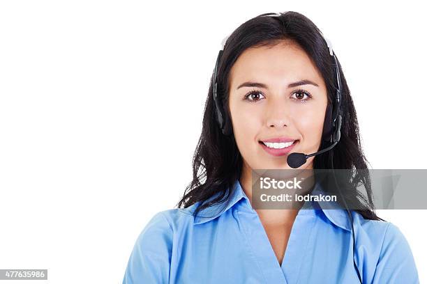 Female Call Center Operator Stock Photo - Download Image Now - White Background, Call Center, Customer Service Representative