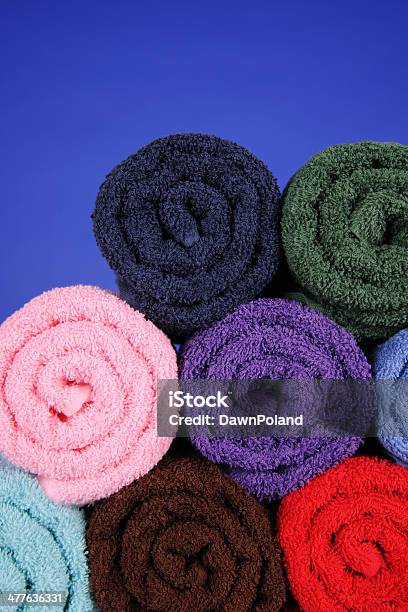 New Colorful Towels Stock Photo - Download Image Now - Blue, Blue Background, Brown