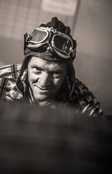 istock Retro potrait of a vintage pilot 477639925