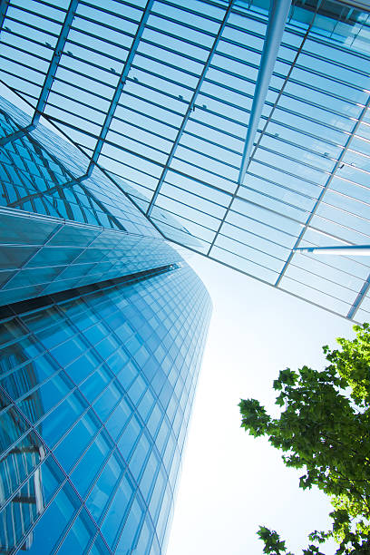 istock Abstract building.  blue glass wall of skyscraper 477640845