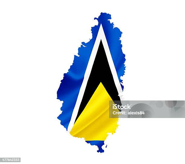 Mapa Saint Lucia Z Wznieśmy Sztandar Na Białym Tle - zdjęcia stockowe i więcej obrazów Autorytet - Autorytet, Bez ludzi, Błyszczący