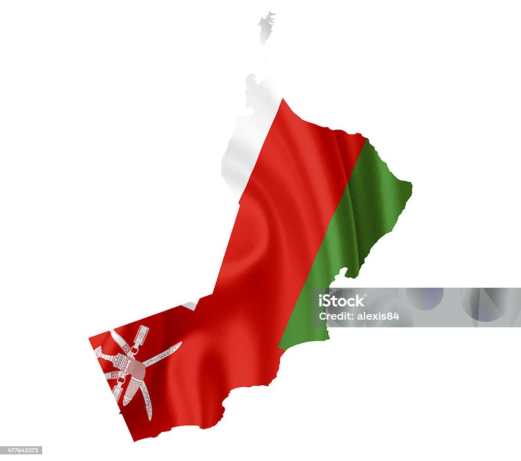 Mapa Oman z Wznieśmy sztandar na białym tle - Zbiór zdjęć royalty-free (Autorytet)