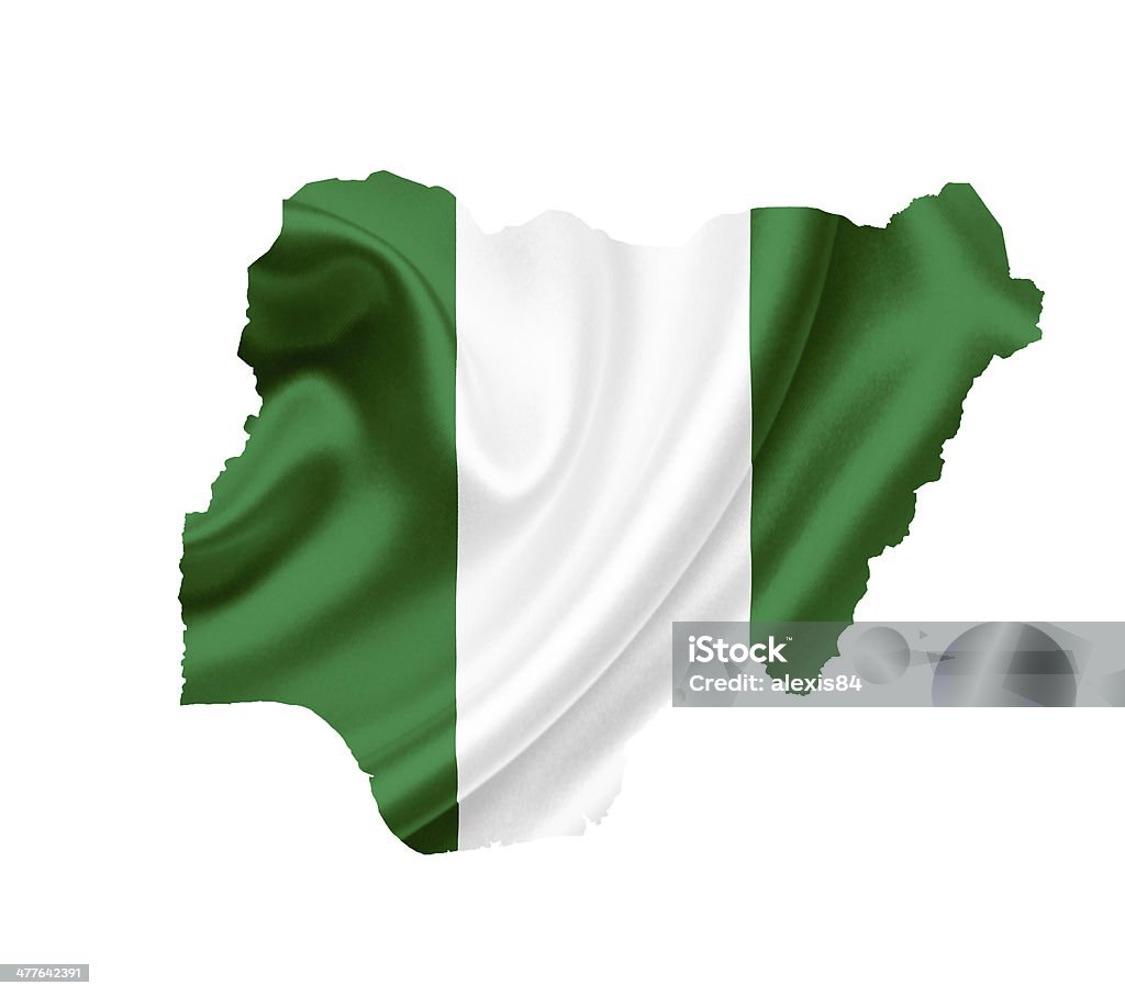 Mapa Nigeria z Wznieśmy sztandar na białym tle - Zbiór zdjęć royalty-free (Autorytet)